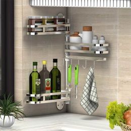 SUS 304 Rotate Stainless Steel kitchen rack Kitchen Shelf Seasoning Rack Wall Holder Organiser DIY 15 layers T200413