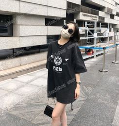 22ss Women Designers t shirts Paris tie dye print 1917 short sleeve Man Crew Neck Streetwear black Grey xinxinbuy S-XL