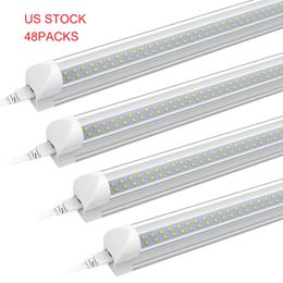 US STOCK 4FT LED Tube T8 Integrated 6000K Cold White 36W Transparent Cover Dural Row Lights High Output Linkable LEDs Light Ceiling Garage