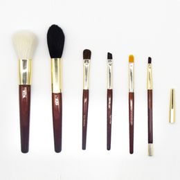 Makeup Brushes Classic Brown 7Pcs/Set Portable Size Soft Natural Goat Horse Hair Make up Brush Kit BB Tools Q240507