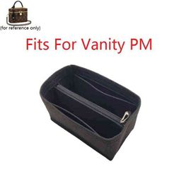 Fits for Vanity Pm Felt Cloth Insert Bag Organizer Makeup Handbag Organizer Travel Inner Purse Portable Cosmetic Bags 220721