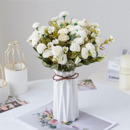 Decorative Flowers & Wreaths Carnation Artificial High Quality Bouquet Wedding Vases For Home Table Decor Garden Fake Plants HydrangeaDecora