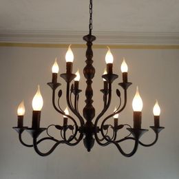 Pendant Lamps Retro Chandelier Lighting Black Wrought Iron Chandeliers For Dining Room Industrial Vintage Ceiling BedroomPendant