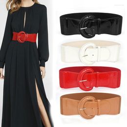 Belts Women PU Leather Wide Waist Belt High Quality Luxury Big For Retro Stretch Dress Cummerbunds Plus Size BeltBelts Emel22