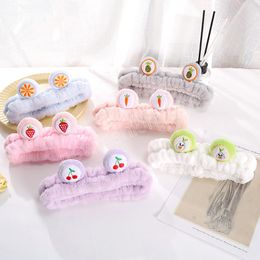 Cute Soft Face Wash Headband Sweet Colorful Strawberry Pineapple High Elastic Hair Bands Ears Pattern Headband