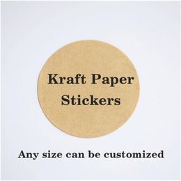 100 pieces 37CM round personalized custom kraft wedding gift box label seal sticker lined heart 220618