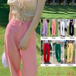 Candy Colour High Waist Jeans Women Retro Street Fashion Loose Straight Pants Korean Version Of College Style Thin Y2k jeans L220726