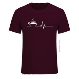 T Shirt Brand Men Short Sleeve Round Collar Coffee Heartbeat Camisas Casual he Funny shirt Printing Shirts 220616