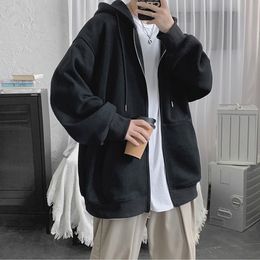 Men's Hoodies Sweatshirts Autumn Baggy Hooded Jacket Male Student Korean Loose Zipper Cardigan Sweatshirt Harajuku Hoodie Men Clothing 230206