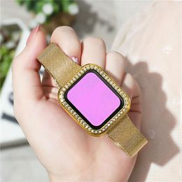 purple wristbands Australia - for Apple Watch Series 7 6 5 4 3 2 SE Set Stainless Steel Protective Case Band Strap Bracelet Cover