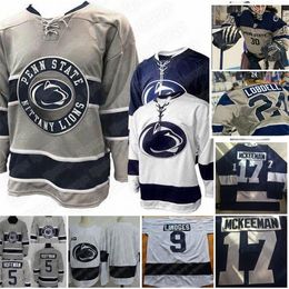 NiK1 Custom Penn State Nittany Lions Hockey Jersey 9 Alex Limoges 10 Brandon Biro Oskar Autio Tim Doherty Kevin Wall Any Name Number