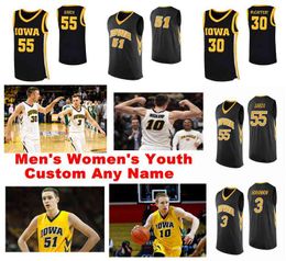 Iowa Hawkeyes Jerseys Mens Ryan Kriener Jersey Riley Till Patrick McCaffery Nicolas Hobbs rare College Basketball Jerseys Custom Stitched