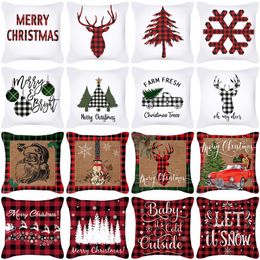 Christmas Decorations 45cm Cartoon Style Pillowcase Merry Decor Santa Elk Pillow Cover Ornaments Cushion Year GiftChristmas