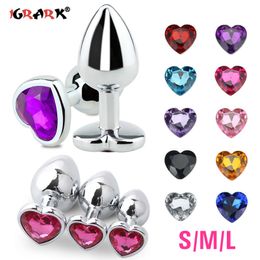 3 Size Heart Shape Crystal Metal Anal Plug Stainles Steel Buttplug sexy Toys For Women Vagina Men Couples Adult Erotic Products