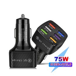 15A Car Charger Quick Charge 3.0 6 USB Ports For iPhone 13 12 Pro Max Samsung Xiaomi Portable Mobile Phone Chargers