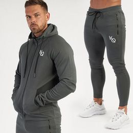 Men's Tracksuits Jogger Sports Fitness Running Training Stretch Cotton Embroidered Sportswear Pullover Zip Hoodie Casual Trend Two Piece Sui