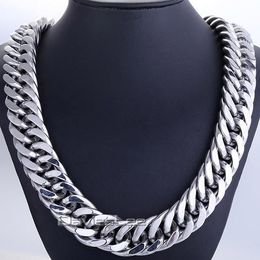 Chains Fashion Gift 22mm Heavy Silver Colour Double Curb Link Rombo Men Chain Boy 316L Stainless Steel Necklace 18-36inch Jewellery DLHN55Chain