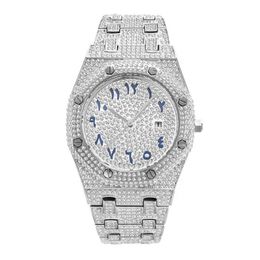 Iced Out Bling Diamond Watch with Zircon Custom Gold Sier Luxury Jewelry for Men Women Waterproof Quartz Watch