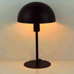 Minimalist Metal Mushroom Table Lamp LED Eye Protect Small Table Light for Desk Dormitory Student Reading Plug-in Bedside Lamps H220423