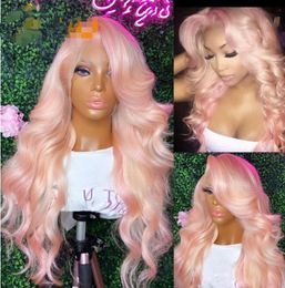 peruvian hairs Canada - Ishow 13x1 Part 13x4 Transparent Lace Front Wig Body Wave Yellow Green Human Hair Wigs Brown Ginger Blonde Blue Purple Ombre Color for Women 8-28 inch Peruvian