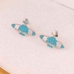 2022 Personality Planet Pendant Stud Earrings Women Original Design Rhinestone Star Drop Earrings Jewellery Party Gifts For Women
