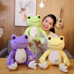 53cm Cute Frog Plush Toy Colourful Cartoon Smile Frog Pillow Stuffed Soft Dolls Children Baby Nice Birthday Xmas Gift LA336