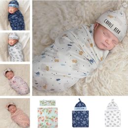 Blankets & Swaddling Q81A 2pcs Born Baby Cute Floral Animal Swaddle Wrap Receiving Blanket With Hat Set