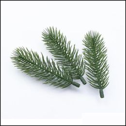 Decorative Flowers Wreaths Festive Party Supplies Home Garden 10Pcs Artificial Plants Pine Needle Plastic Christmas Tree Decorations For S