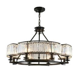 Pendant Lamps Vintage Loft Style Crystal Lighting Fixture Bronze Black Chandelier Lampshade For Living Room E14 Led LampPendant