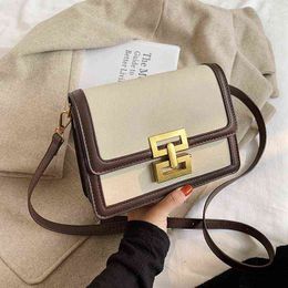 HBP Crossbody Bag Vintage Glaze Pu Leather s for Women Luxury Metal Lock Female Shoulder Lady Small Square Purses and Handbags 220727