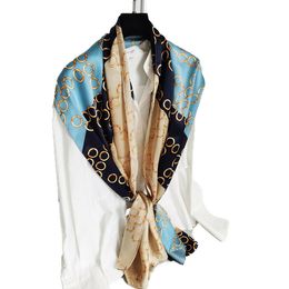 Women's 100% Silk Scarf Long Shawl Wraps Beach Sunscreen Cape Blue Brown 173CM