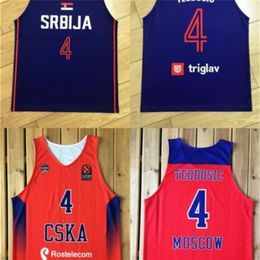 Nikivip Milos Teodosic # 4 Serbia Srbija Mosca CSKA Maglia da basket EuroLeague stampa PERSONALIZZATA qualsiasi nome numero 4XL 5xl 6XL maglia