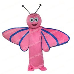 Halloween Pink Dragonfly Mascot Costume Top quality Christmas Fancy Party Dress Cartoon Character Suit Carnival Unisex Adults Outfit