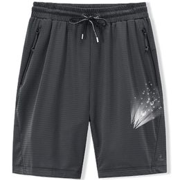 Large Men's Shorts Mesh Elastic Summer Breeches 8XL 6XL Big Size Clothing Nylon Black Grey Spandex Sweat Plus 220318