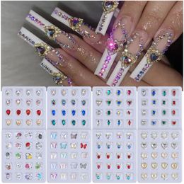 1Box 3D Nail Art Rhinestone Gems Decorations Gold Metal Alloy Hearts Nail Charms For DIY Nails Diamond Luxury Supply Manicure Jewellery