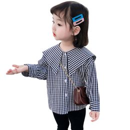 Girls Blouse Plaid Pattern Kids Blouse For Girls Casual Blouses Children's For Girls Spring Autumn Toddler Clothes For Girl 210412