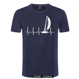 Sailing T Shirt SAILING IN A HEARTBEAT T-Shirt Summer Graphic Tee Shirt Cute 100 Cotton Short Sleeve Mens Tshirt 220509