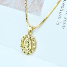 Pendant Necklaces Charms Colar Zircon Necklace For Mother Gifts Virgin Mary Women Our Lady Of Guadalupe Religious Jewellery