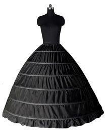 Estoque branco vestido de bola preto 6 aros anágua anágua de casamento escorregar Crinoline underskirt slip 6 hoop saia crinolina para vestido quinceanera cpa206