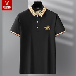 Men s Summer t shirtSpot Embroidery Solid Colour Short sleeved Casual Fashion Business Polo Shirt 220606