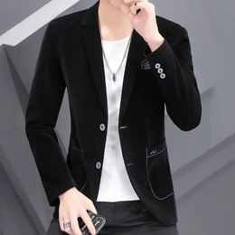 Men's Suits & Blazers Corduroy Blazer Men Coat Spring Autumn Single-Breasted Long Sleeve Tops Bleiser Masculino Korean Casual Male Suit Jack