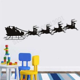 Wall Stickers Art Room Decorative Santa Reindeer Christmas Sticker Beautiful Decal Poster Modern Ornament Removeable Mural LY552