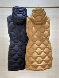 'Liveche' Fashion down jacket Long womens down vest Designer women vests High Quality puffer jackets Size 0--2