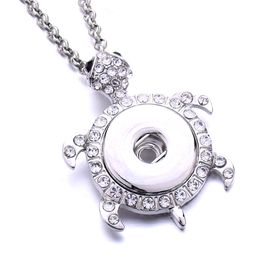 Snap Button Charms Jewelry Zircon Tortoise Elephant Flower Pendant Fit 18mm Snaps Buttons Necklace for Women Noosa D088