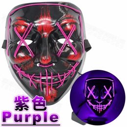 Led Mask Halloween Party Masque Masquerade Masks Neon Maske Light Glow In The Dark Mascara Horror Maska Glowing Masker Purge T200703