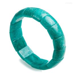 Genuine Green Natural Amazonite Bracelets For Women Men Stretch Crystal Stone Rectangle Bead Bracelet1