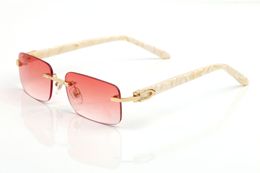Mens Designer Glasses Sunglasses Rimless Square Blue Lens Peach Heart Gold Hardware Polishing Craft Fashion Rectangle c Decorate Arm Buff Wooden Eyegla lg3535