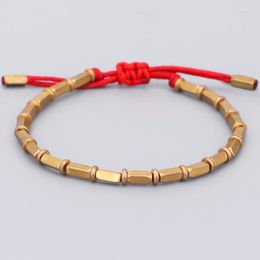 Charm Bracelets Handmade Tibetan Copper Bead Lucky Red Black Rope Bracelet & Bangles For Women Men Wax Cord Thread 2022Charm Lars22