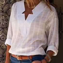 High quality loose women blouse fashion casual V-neck long sleeve women shirt tops solid Colour summer women blouse 220407