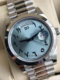 Other Watches Men Watch BP Factory Platinum 40mm Day-Date Ice Blue Arabic Rare Dial Automatic Fashion Roman Numerals Women Watch Folding 3235 Mechanical Watches